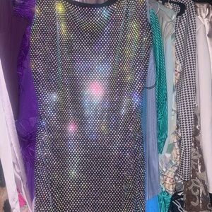 Fashion Nova Rainbow Holographic Sequin Dress